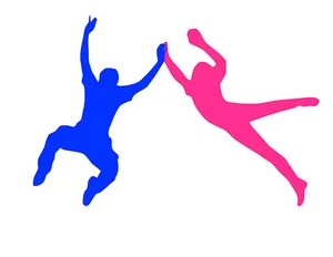 Joyful Couple Silhouette Jumping PNG Image