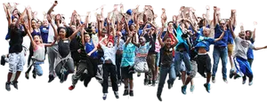 Joyful Crowd Jumpingin Celebration.png PNG Image