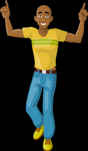 Joyful Dancing Cartoon Man PNG with transparent background