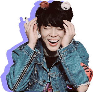 Joyful Denim Jacket Laughter Finger Hearts Finger Puppets PNG image with transparent background