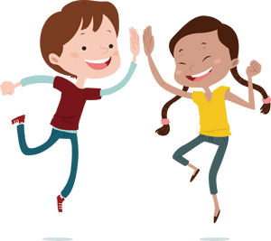 Joyful Friends High Five PNG with transparent background