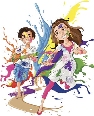 Joyful Holi Celebration Animated PNG Image