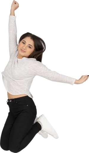 Joyful Jump Stretch Pose PNG Image