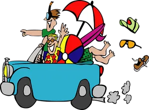 Joyful Roadtrip Cartoon PNG Image