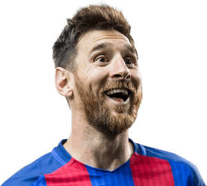 Joyful Soccer Star F C Barcelona Kit PNG image with transparent background