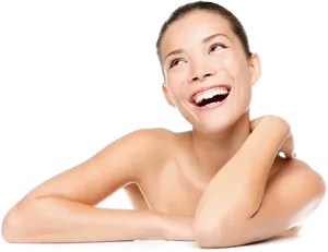 Joyful Woman Laughing Black Background PNG Image