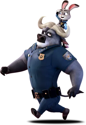 Judy Hopps Ridingon Officer's Back PNG Image