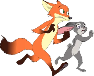 Judy Hoppsand Nick Wilde Running PNG Image