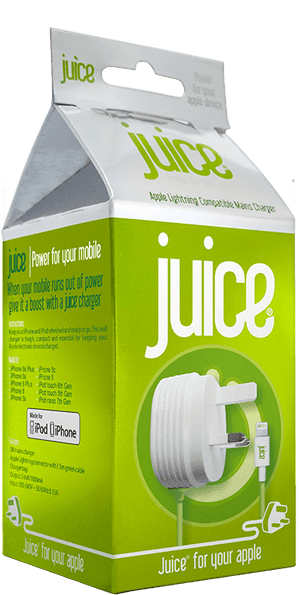 Juice Mobile Charger Packaging PNG with transparent background