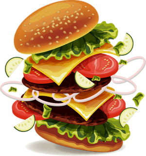 Juicy Cheeseburger Illustration.png PNG image with transparent background