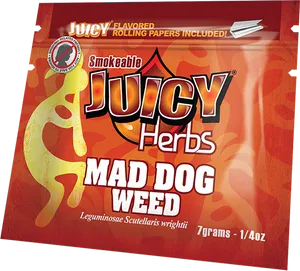 Juicy Herbs Mad Dog Weed Package PNG Image