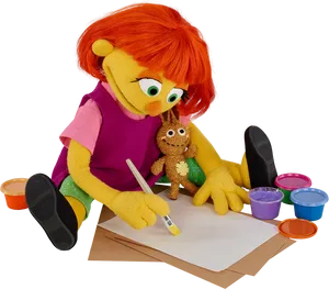 Julia Painting Activity Sesame Street PNG Image