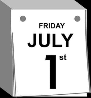 July First Calendar Page PNG image with transparent background