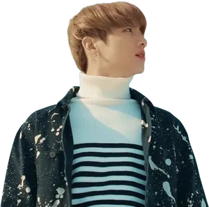 Jungkook Contemplative Look PNG Image