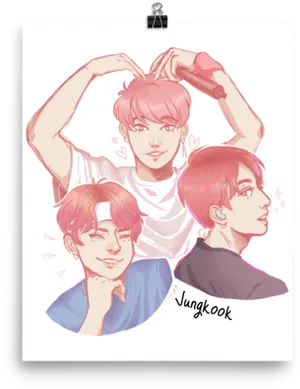 Jungkook Fanart Triptych PNG Image