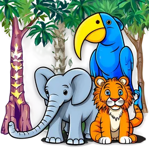 Jungle Animals Coloring Page Png 55 PNG Image