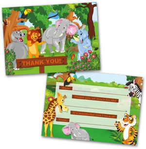 Jungle Animals Thank You Card PNG Image