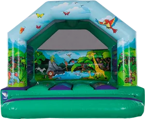 Jungle Themed Inflatable Bounce House PNG Image