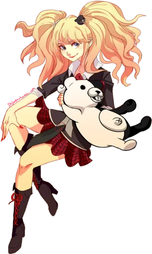 Junko Enoshima With Monokuma PNG Image