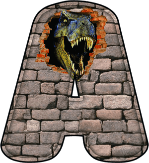 Jurassic Park Dinosaur Breaking Through Letter A PNG image with transparent background