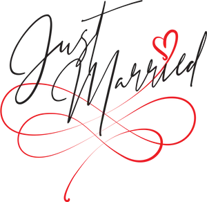 Just Married Calligraphy Heart Swirl PNG Image