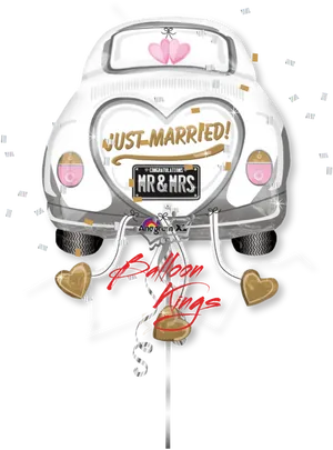 Just Married Car Celebration PNG Image