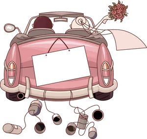 Just Married Car Illustration PNG Image