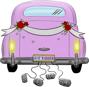 Just Married Vintage Car Illustration PNG Image