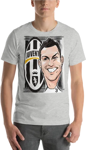 Juventus Fan T Shirtwith Cartoon Character PNG Image