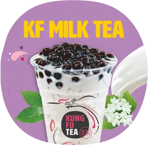 K F Milk Tea Bubble Tea Advertisement PNG Image