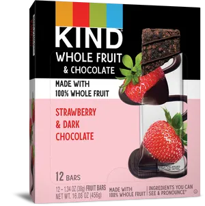 K I N D Whole Fruit Chocolate Strawberry Bars Box PNG Image