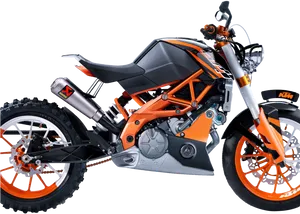 K T M Motorcycle Orangeand Black PNG Image