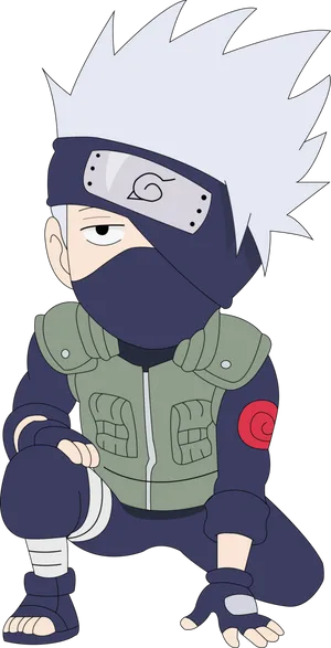 Kakashi Hatake Crouching Position PNG Image