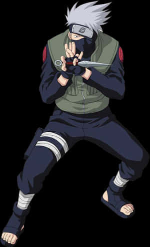 Kakashi Hatake Ninja Pose PNG image with transparent background