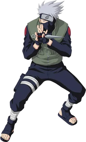 Kakashi Hatake Ninja Pose PNG Image