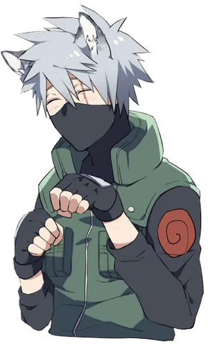 Kakashi Hatake Smiling With Closed Eyes PNG Image