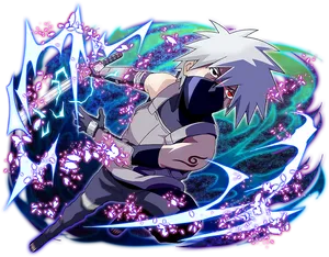 Kakashi Lightning Blade Anime Artwork PNG Image