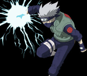 Kakashi_ Performing_ Chidori PNG image with transparent background