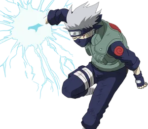 Kakashi_ Performing_ Chidori PNG Image