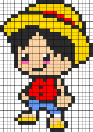 Kandi Patterns For Kandi Cuffs - Monkey D Luffy Pixel Art PNG image with transparent background