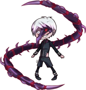 Kaneki Ken Anime Character With Kagune PNG Image