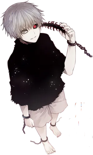 Kaneki Ken Red Eye Anime Character PNG Image