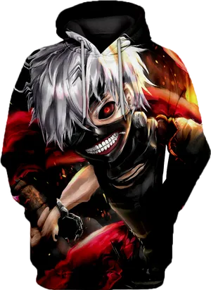 Kaneki Ken Tokyo Ghoul Hoodie Design PNG Image