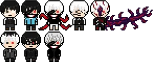 Kaneki Ken Transformation Pixel Art PNG Image