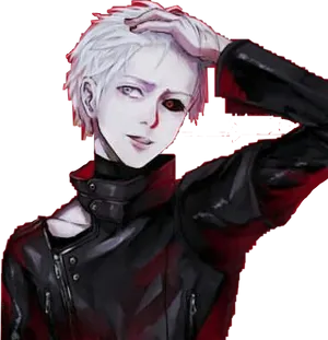 Kaneki Ken White Hair Red Eye PNG Image