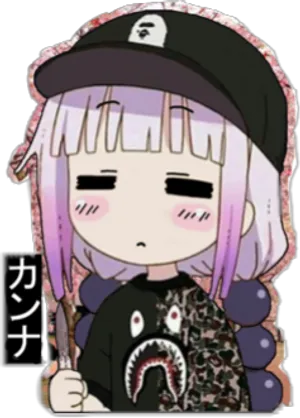 Kanna_ Camouflage_ Cap_ Anime_ Character PNG Image