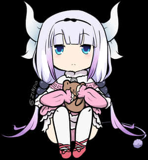 Kanna Cuddling A Bear - Cartoon, HD Png Download PNG image with transparent background