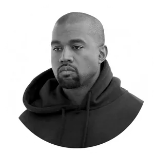 Kanye West Blackand White Portrait PNG Image