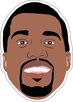 Kanye West Cartoon Portrait PNG