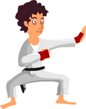 Karate Practitioner Cartoon PNG Image